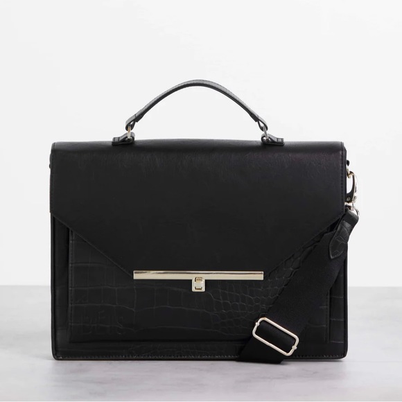 BEIS Bags Beis Messenger Bag In Black Croc Poshmark